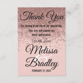 Roos Gold Glitter Sparkles Blush Pink Hartelijk da Bedankkaart