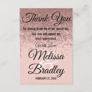 Roos Gold Glitter Sparkles Blush Pink Hartelijk da Bedankkaart