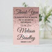 Roos Gold Glitter Sparkles Blush Pink Hartelijk da Bedankkaart (Staand voorkant)