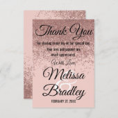 Roos Gold Glitter Sparkles Blush Pink Hartelijk da Bedankkaart (Voorkant / Achterkant)
