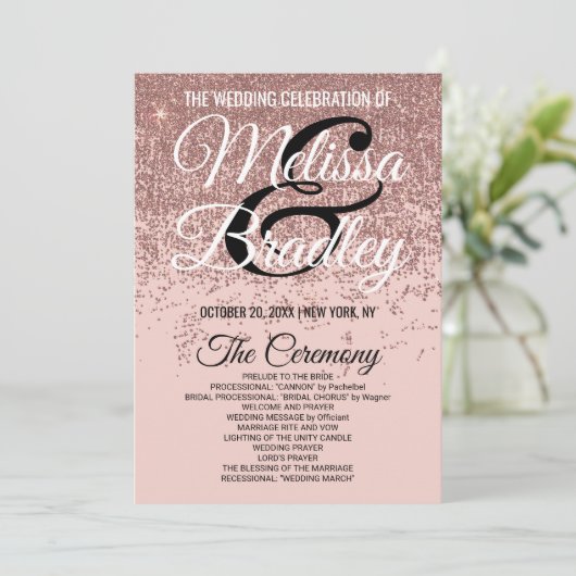 Roos Gold Glitter Sparkles Blush Pink Programma's (Staand voorkant)