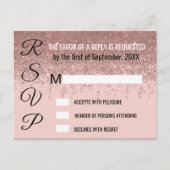 Roos Gold Glitter Sparkles Blush Pink RSVP's Uitnodiging Briefkaart (Voorkant)