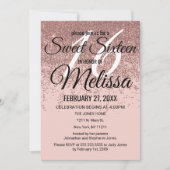 Roos Gold Glitter Sparkles Blush Pink Sweet 16 Kaart (Voorkant)