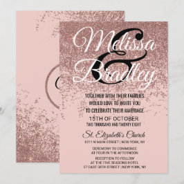 Roos Gold Glitter Sparkles Blush Roze Bruiloft Kaart