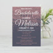 Roos Gold Glitter Sparkles Navy Blue Bachelorette Kaart (Staand voorkant)