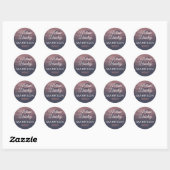 Roos Gold Glitter Sparkles Navy Blue Bruiloft Ronde Sticker (Vel)