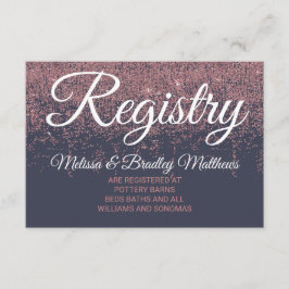 Roos Gold Glitter Sparkles Navy Blue Gift Registry Informatiekaartje