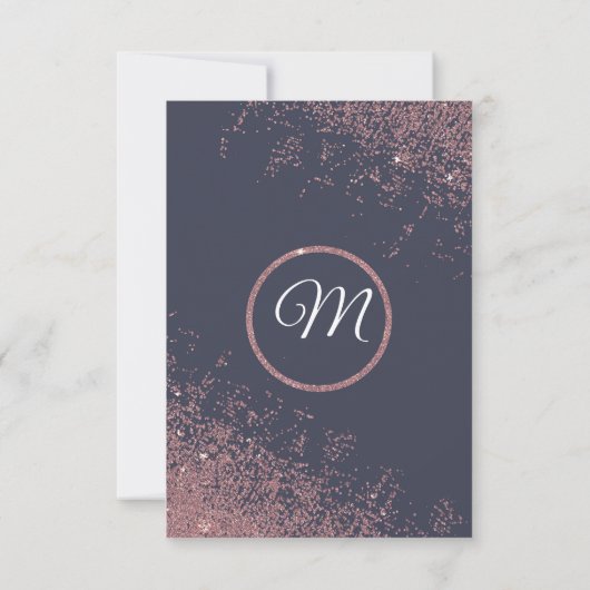 Roos Gold Glitter Sparkles Navy Blue RSVP (Achterkant)