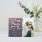 Roos Gold Glitter Sparkles Navy Blue Save Dates Aankondigingskaart (Staand voorkant)
