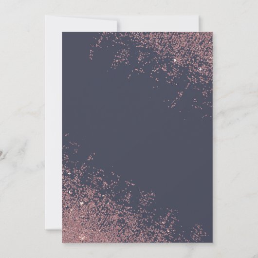 Roos Gold Glitter Sparkles Navy Blue Verloving Kaart (Achterkant)