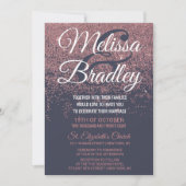 Roos Gold Glitter Sparkles Navy Blue Wedding Kaart (Voorkant)