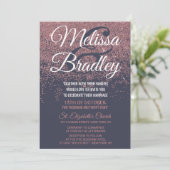 Roos Gold Glitter Sparkles Navy Blue Wedding Kaart (Staand voorkant)