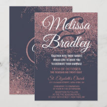 Roos Gold Glitter Sparkles Navy Blue Wedding