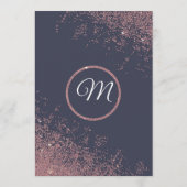 Roos Gold Glitter Sparkles Navy Blue Wedding Menu (Achterkant)