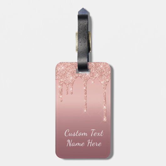 Roos Gold Glitter Sparkly Custom Text Bagagelabel (Achterkant verticaal)