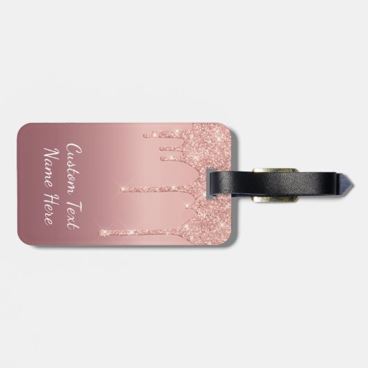 Roos Gold Glitter Sparkly Custom Text Bagagelabel (Achterkant horizontaal)