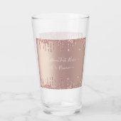 Roos Gold Glitter Sparkly Custom Text Glass Glas (Achterkant)