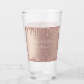 Roos Gold Glitter Sparkly Custom Text Glass Glas (Voorkant)