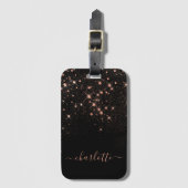 Roos Gold Glitter Sparkly Elegant Glamoureus Scrip Bagagelabel (Voorkant (verticaal))