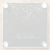 Roos Gold Glitter Sparkly Elegant Glamoureus Scrip Glazen Onderzetter (Achterkant)