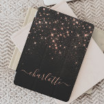 Roos Gold Glitter Sparkly Elegant Glamoureus Scrip iPad Mini Cover<br><div class="desc">Creëer uw eigen gepersonaliseerde zwarte en roos gouden diamanten iPad cover met uw aangepaste moderne handgeschreven scriptnaam.</div>
