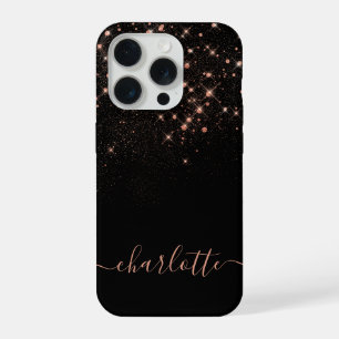 Roos Gold Glitter Sparkly Elegant Glamoureus Scrip iPhone 15 Pro Case