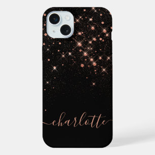 Roos Gold Glitter Sparkly Elegant Glamoureus Scrip iPhone 15 Plus Case