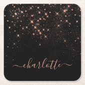 Roos Gold Glitter Sparkly Elegant Glamoureus Scrip Kartonnen Onderzetters (Voorkant)