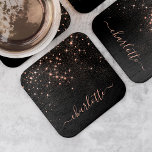 Roos Gold Glitter Sparkly Elegant Glamoureus Scrip Kartonnen Onderzetters<br><div class="desc">Creëer uw eigen gepersonaliseerde onderzetter met zwart en roos gouden diamanten met uw aangepaste moderne handgeschreven scriptnaam.</div>