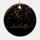 Roos Gold Glitter Sparkly Elegant Glamoureus Scrip Keramisch Ornament (Achterkant)