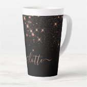 Roos Gold Glitter Sparkly Elegant Glamoureus Scrip Latte Mok (Rechterhoek)