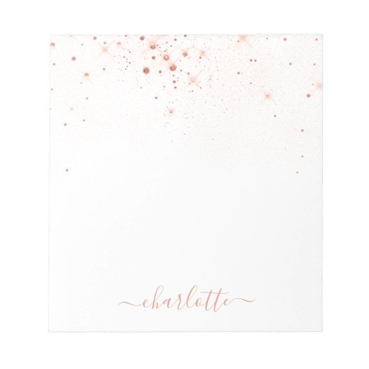 Roos Gold Glitter Sparkly Elegant Glamoureus Scrip Notitieblok (Voorkant)