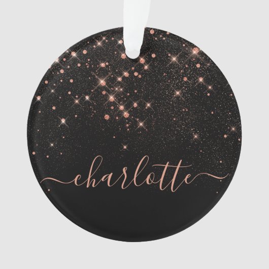 Roos Gold Glitter Sparkly Elegant Glamoureus Scrip Ornament (voorkant)