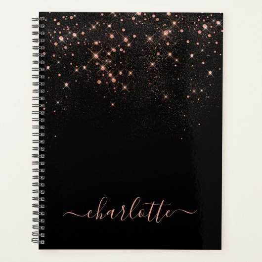 Roos Gold Glitter Sparkly Elegant Glamoureus Scrip Planner (Voorkant)