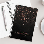 Roos Gold Glitter Sparkly Elegant Glamoureus Scrip Planner<br><div class="desc">Creëer uw eigen gepersonaliseerde zwarte en roos gouden diamantsparkle planner met uw aangepaste moderne handgeschreven scriptnaam.</div>