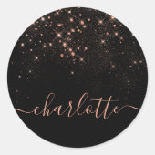 Roos Gold Glitter Sparkly Elegant Glamoureus Scrip Ronde Sticker (Voorkant)