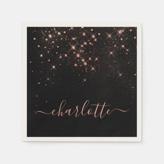 Roos Gold Glitter Sparkly Elegant Glamoureus Scrip Servet (Voorkant)