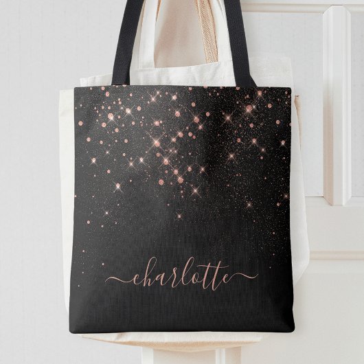 Roos Gold Glitter Sparkly Elegant Glamoureus Scrip Tote Bag