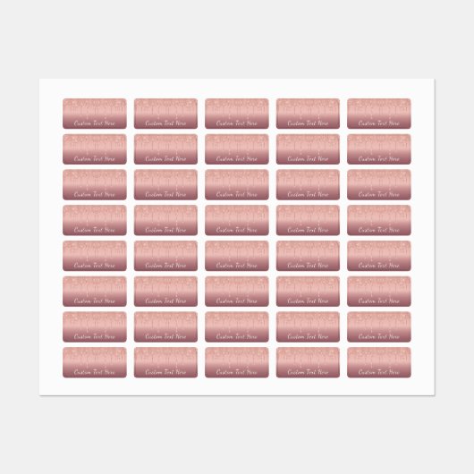 Roos Gold Glitter Sparkly Labels met aangepaste te (Vel)