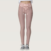 Roos Gold Glitter Sparkly Leggings en aangepaste t (Voorkant)