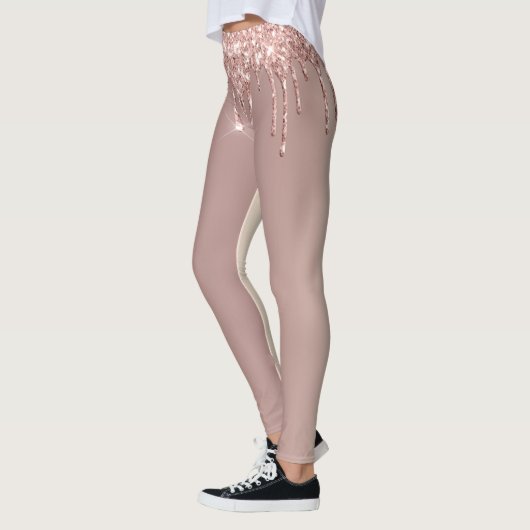 Roos Gold Glitter Sparkly Leggings en aangepaste t (Links)