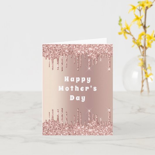 Roos Gold Glitter Sparkly Moederdag Kaart (Gele Bloem)