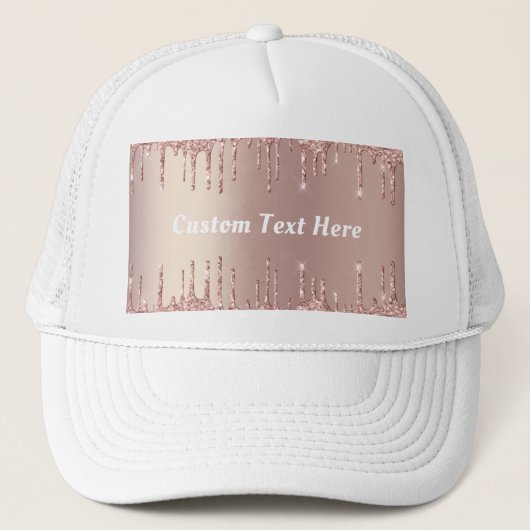 Roos Gold Glitter Sparkly Petten met aangepaste te (Voorkant)