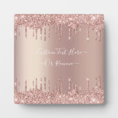 Roos Gold Glitter Sparkly Plaque met aangepaste te Fotoplaat (Voorkant)
