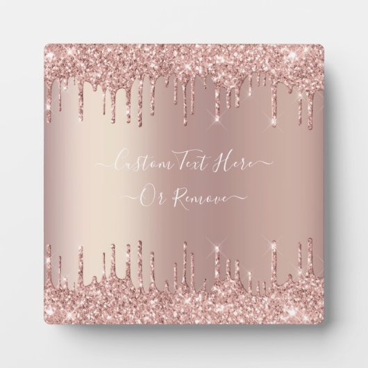 Roos Gold Glitter Sparkly Plaque met aangepaste te Fotoplaat (Voorkant)