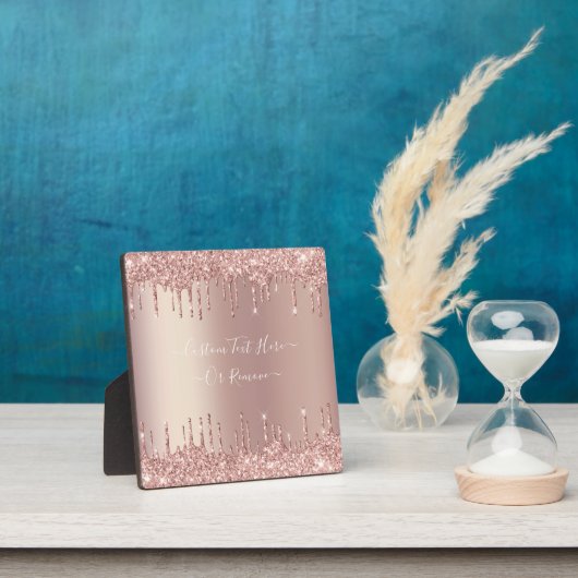 Roos Gold Glitter Sparkly Plaque met aangepaste te Fotoplaat (Insitu)