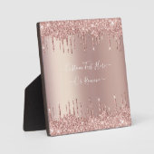 Roos Gold Glitter Sparkly Plaque met aangepaste te Fotoplaat (Voorkant)