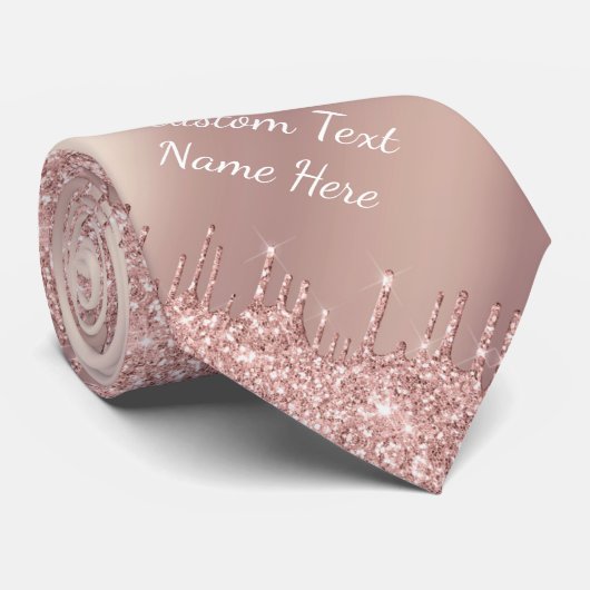 Roos Gold Glitter Sparkly Stropdas met aangepaste (Opgerold)