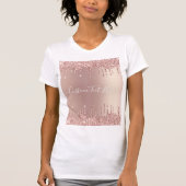 Roos Gold Glitter Sparkly T-shirt met aangepaste t (Voorkant)
