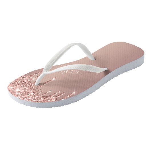 Roos Gold Glitter Sparkly Teenslippers Aangepaste (Schuin)